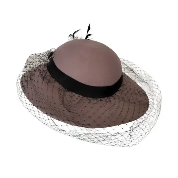 Fadoria Accessories Vintage Taupe Ladies 93s Feather Bowler